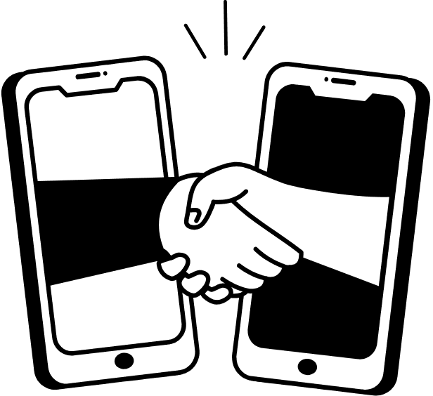 Hands holding phones illustration